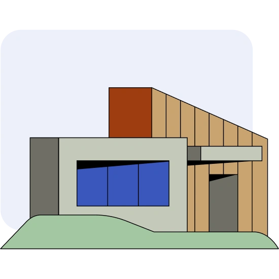 Ilustração de casa amarela com as luzes acesas e a porta aberta